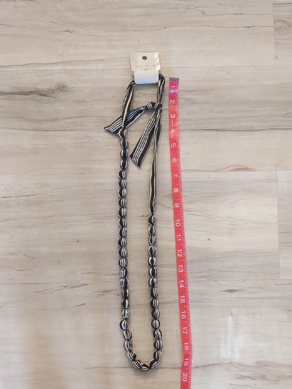 The Limited Black and White Beaded Ribbon Necklace